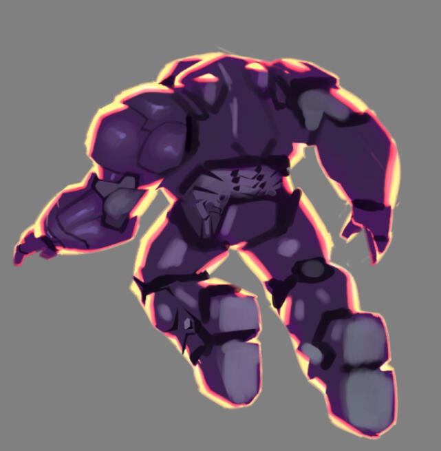 Then I tried to simplify his shapes so it doesn't become a focal point